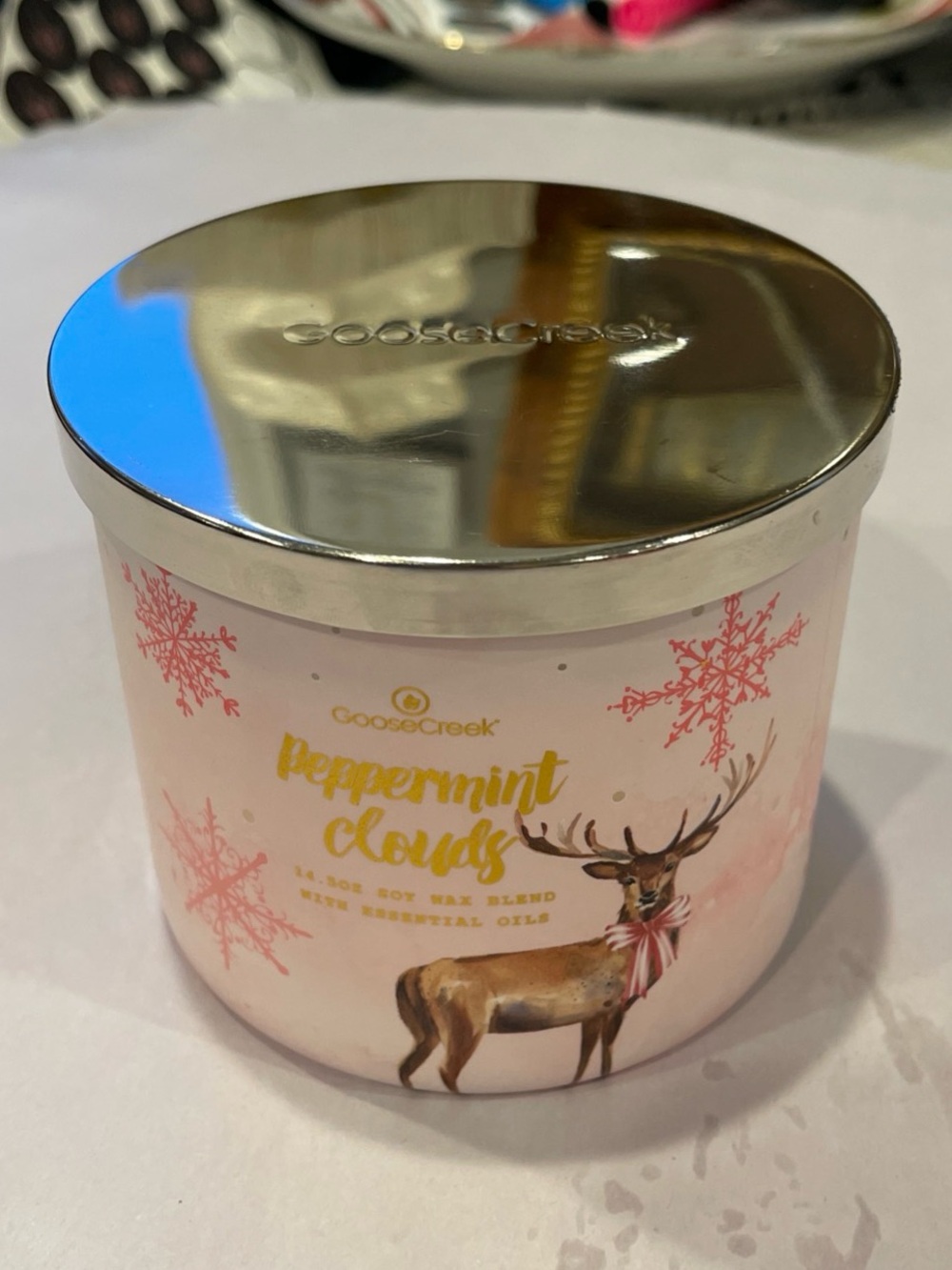 Goose Creek Peppermint Clouds Holiday Candle - Pink 14.5 Oz